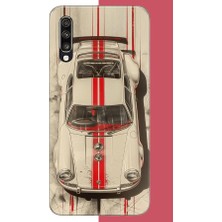 Aksesuarist Samsung Galaxy A70 Uyumlu Kırmızı Çizgili Porsche Baskılı Silikon Kılıf