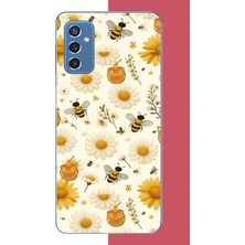 Aksesuarist Samsung Galaxy M52 Uyumlu Arılı Sarı Çiçek.jpeg Baskılı Silikon Kılıf