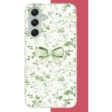 Aksesuarist Samsung Galaxy A34 Uyumlu Yeşil Fiyonk Pattern Baskılı Silikon Kılıf