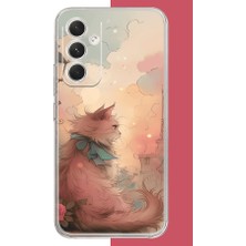 Aksesuarist Samsung Galaxy A17 Uyumlu Mavi Fularlı Kedi Baskılı Silikon Kılıf