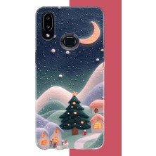 Aksesuarist Samsung Galaxy A10S Uyumlu Pofuduk Kar Baskılı Silikon Kılıf