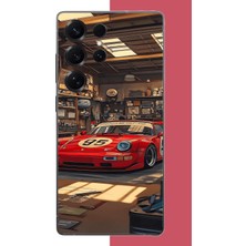 Aksesuarist Samsung Galaxy S25 Ultra Uyumlu Kırmızı Porsche Baskılı Silikon Kılıf