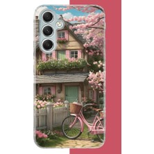 Aksesuarist Samsung Galaxy A34 Uyumlu Pembe Bisiklet Baskılı Silikon Kılıf
