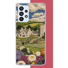 Aksesuarist Samsung Galaxy A53 Uyumlu Nakışlı Bulut ve Kasaba Baskılı Silikon Kılıf