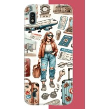 Aksesuarist Samsung Galaxy A10 Uyumlu Vintage-Travel Baskılı Silikon Kılıf