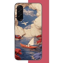 Aksesuarist Samsung Galaxy A26 Uyumlu Göldeki Turuncu Kayık Baskılı Silikon Kılıf