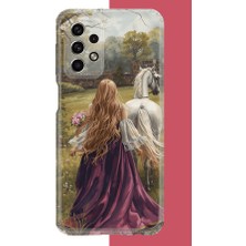 Aksesuarist Samsung Galaxy A33 Uyumlu Mor Elbiseli Kadın Baskılı Silikon Kılıf