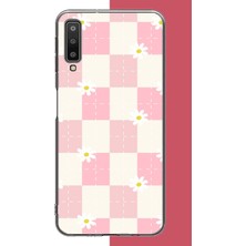 Aksesuarist Samsung Galaxy A7 2018 Uyumlu Papatyalı Grid Baskılı Silikon Kılıf
