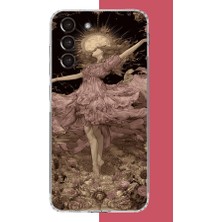 Aksesuarist Samsung Galaxy S21 Fe Uyumlu Pembe Elbiseli Kadın Baskılı Silikon Kılıf