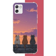 Aksesuarist Samsung Galaxy A03 Uyumlu Duvardaki Kediler Baskılı Silikon Kılıf