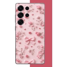 Aksesuarist Samsung Galaxy S25 Ultra Uyumlu Pembe Fiyonk Gül.jpeg Baskılı Silikon Kılıf