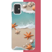 Aksesuarist Samsung Galaxy M31S Uyumlu Turuncu Deniz Yıldızı Baskılı Silikon Kılıf