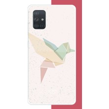 Aksesuarist Samsung Galaxy A71 Uyumlu Origami Kuş Baskılı Silikon Kılıf
