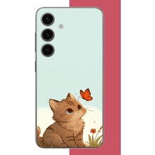Aksesuarist Samsung Galaxy S24 Uyumlu Minik Kedi Baskılı Silikon Kılıf