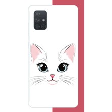 Aksesuarist Samsung Galaxy A71 Uyumlu Kedi Yüzü Baskılı Silikon Kılıf