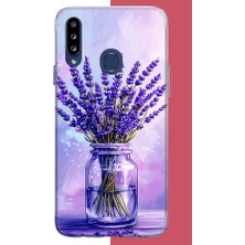 Aksesuarist Samsung Galaxy A20S Uyumlu Lavanta Baskılı Silikon Kılıf