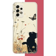Aksesuarist Samsung Galaxy A33 Uyumlu Siyah Kedi Baskılı Silikon Kılıf