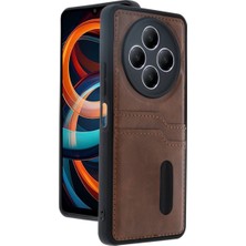 TeknoKapsül Redmi 14C Kılıf Sara Kartvizitli Deri Kılıf - Taba
