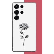 Aksesuarist Samsung Galaxy S25 Ultra Uyumlu Siyah Gül Baskılı Silikon Kılıf