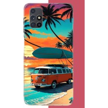 Aksesuarist Samsung Galaxy M51 Uyumlu 70'ler Surf Baskılı Silikon Kılıf