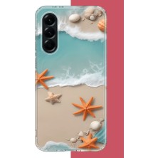 Aksesuarist Samsung Galaxy A56 Uyumlu Turuncu Deniz Yıldızı Baskılı Silikon Kılıf
