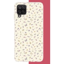 Aksesuarist Samsung Galaxy A22-M22-M32 Uyumlu Sarı Lila Çiçek Baskılı Silikon Kılıf