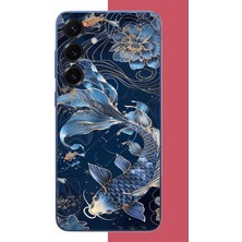 Aksesuarist Samsung Galaxy S25 Plus Uyumlu Mavi Yüzen Balık Baskılı Silikon Kılıf