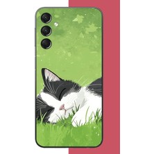 Aksesuarist Samsung Galaxy A24 Uyumlu Uyuyan Kedi Baskılı Silikon Kılıf