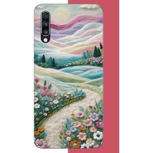 Aksesuarist Samsung Galaxy A70 Uyumlu Çiçekli Plato Baskılı Silikon Kılıf