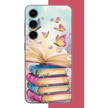 Aksesuarist Samsung Galaxy S24 Uyumlu Kelebekli Kitaplar Baskılı Silikon Kılıf