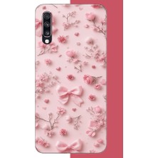 Aksesuarist Samsung Galaxy A70 Uyumlu Pembe Fiyonk Gül.jpeg Baskılı Silikon Kılıf