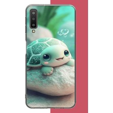 Aksesuarist Samsung Galaxy A7 2018 Uyumlu Sevimli Kaplumbağa Baskılı Silikon Kılıf