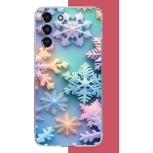 Aksesuarist Samsung Galaxy S21 Fe Uyumlu Renkli Kar Taneleri Baskılı Silikon Kılıf