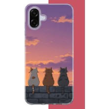 Aksesuarist Samsung Galaxy A07 Uyumlu Duvardaki Kediler Baskılı Silikon Kılıf