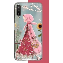 Aksesuarist Samsung Galaxy A7 2018 Uyumlu Pembe Elbiseli Kız Baskılı Silikon Kılıf