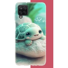 Aksesuarist Samsung Galaxy A22-M22-M32 Uyumlu Sevimli Kaplumbağa Baskılı Silikon Kılıf