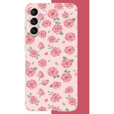 Aksesuarist Samsung Galaxy S21 Uyumlu Pembe Gül Baskılı Silikon Kılıf
