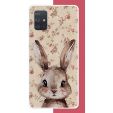 Aksesuarist Samsung Galaxy A71 Uyumlu Kahverengi Tavşan Baskılı Silikon Kılıf