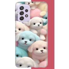 Aksesuarist Samsung Galaxy A72 Uyumlu Sevimli Renkli Köpek Baskılı Silikon Kılıf