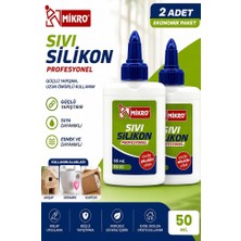 Artlantis Sıvı Silikon Yapıştırıcı 50 ml 2 Adet Mikro Silikon Yapıştırıcı Sıvı 50 gr Plastik Cam Mermer Kağıt Karton Tahta Köpük