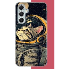 Aksesuarist Samsung Galaxy A34 Uyumlu Astronot Kedi Baskılı Silikon Kılıf