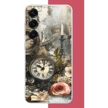 Aksesuarist Samsung Galaxy S25 Uyumlu Çiçekli Saat Baskılı Silikon Kılıf