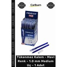 Carlburn #kalem Ofis Okul Akıcı Mürekkep Ergonomik Yazı Tükenmez Kalem Mavi 1.0 mm Medium Uç - 1 Adet
