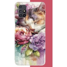Aksesuarist Samsung Galaxy M51 Uyumlu Sulu Boya Kedi Baskılı Silikon Kılıf