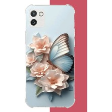 Aksesuarist Samsung Galaxy A03 Uyumlu Mavi Kanatlı Kelebek Baskılı Silikon Kılıf