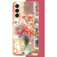Aksesuarist Samsung Galaxy S21 Uyumlu Vazodaki Çiçek Baskılı Silikon Kılıf