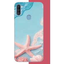 Aksesuarist Samsung Galaxy A11-M11 Uyumlu Mavi Kumsal Baskılı Silikon Kılıf