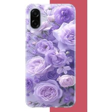 Aksesuarist Samsung Galaxy A07 Uyumlu Mor Çiçek Baskılı Silikon Kılıf
