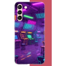 Aksesuarist Samsung Galaxy S21 Uyumlu Cyberpunk Neon Arcade Baskılı Silikon Kılıf