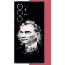 Aksesuarist Samsung Galaxy S23 Ultra Uyumlu Atatürk Portre Baskılı Silikon Kılıf